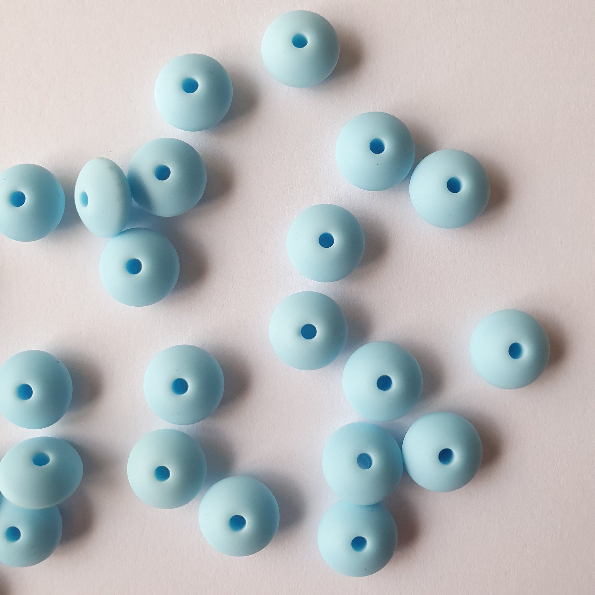 Baby Blue Silicone Lentil Beads