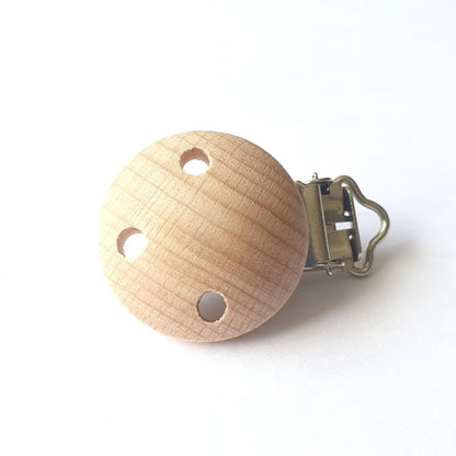 30mm Beech Wood Pacifier Clips (with holes) - Hey Beadly