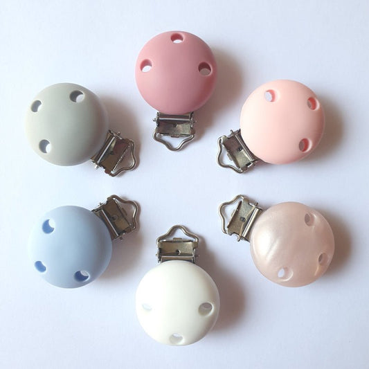 30mm Round Silicone Pacifier Clips - Hey Beadly