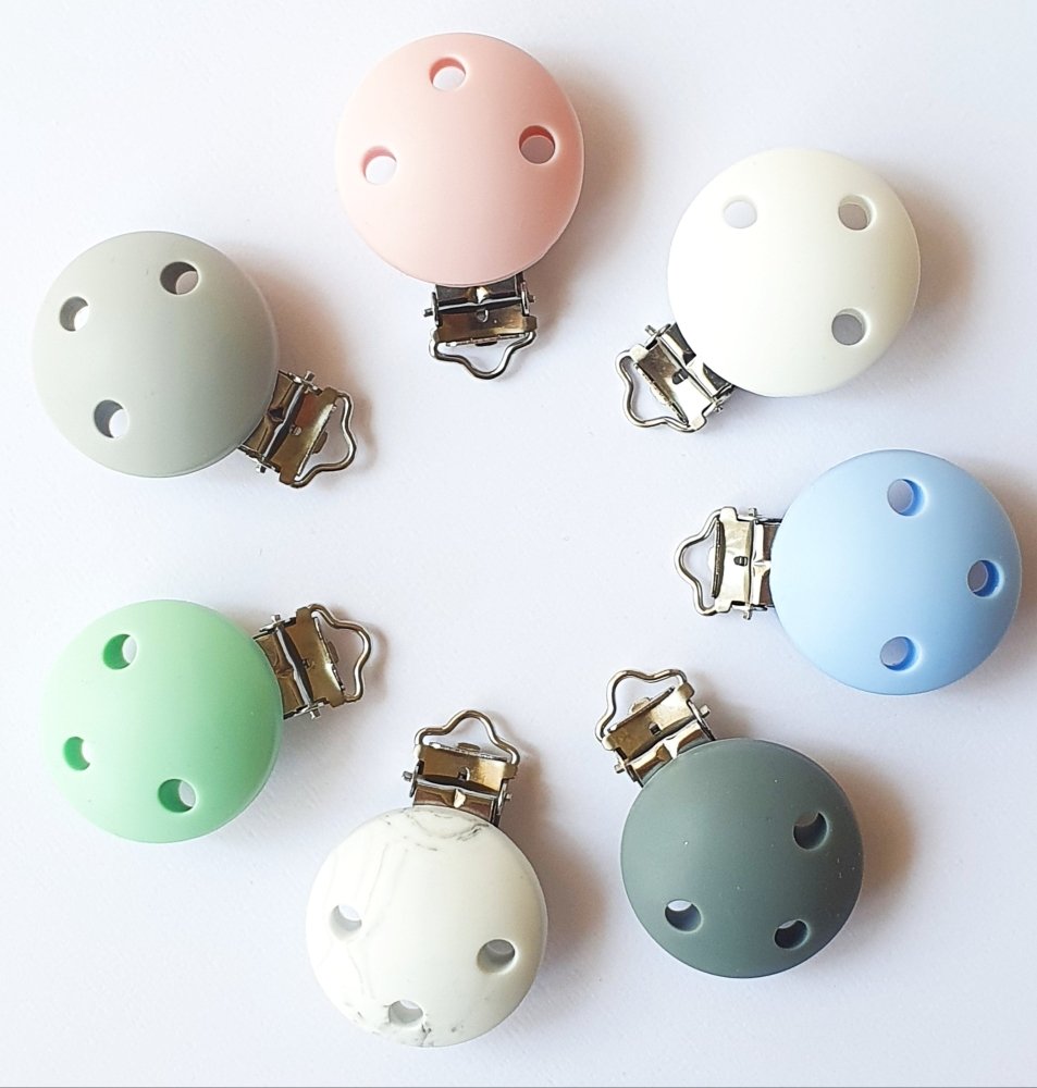 35mm Round Silicone Pacifier Clips - Hey Beadly