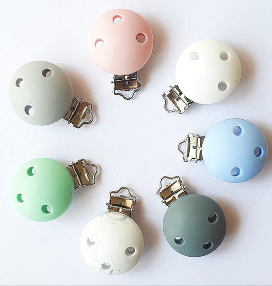 35mm Round Silicone Pacifier Clips - Hey Beadly