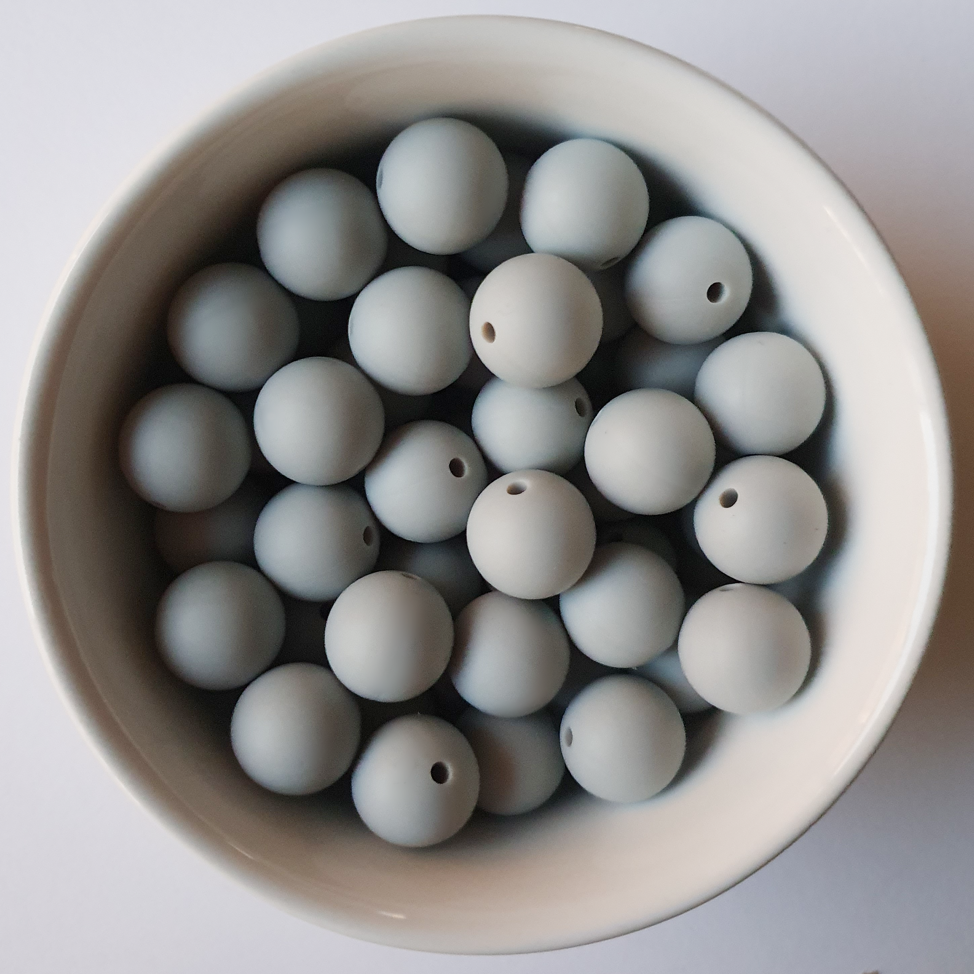 light grey round silicone beads 15mm