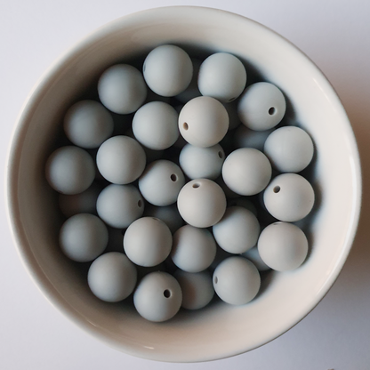 light grey round silicone beads 15mm