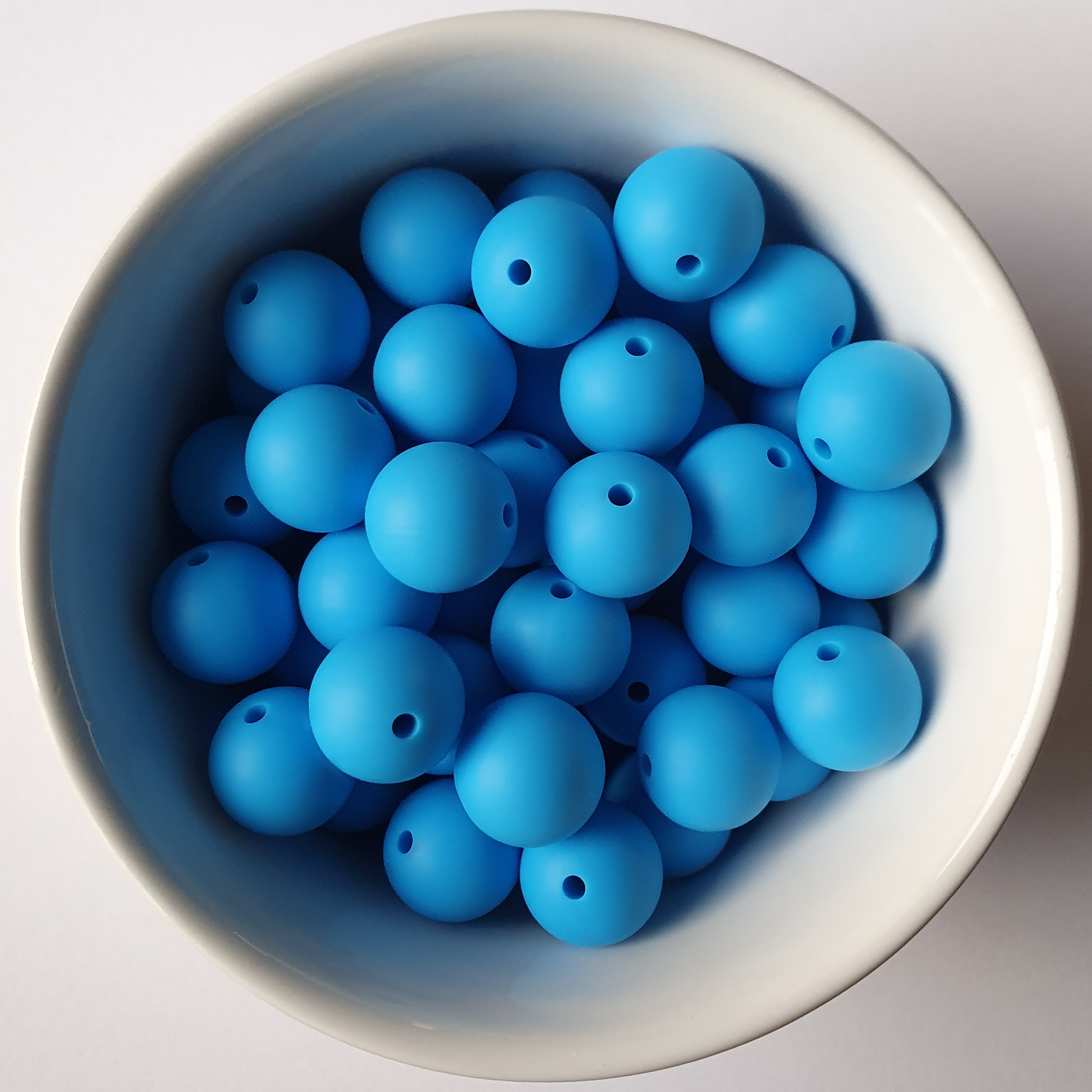 15mm sky blue round silicone beads