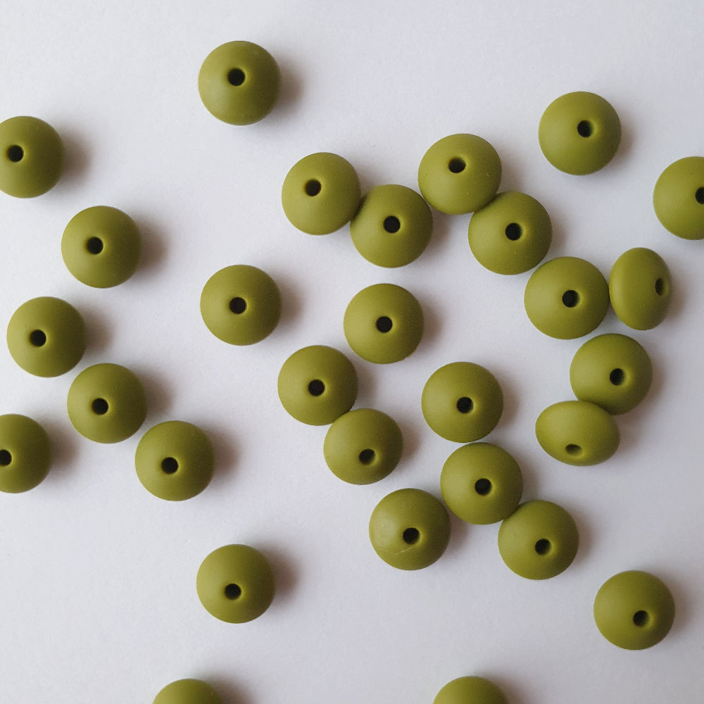 army green lentil silicone beads - Hey Beadly