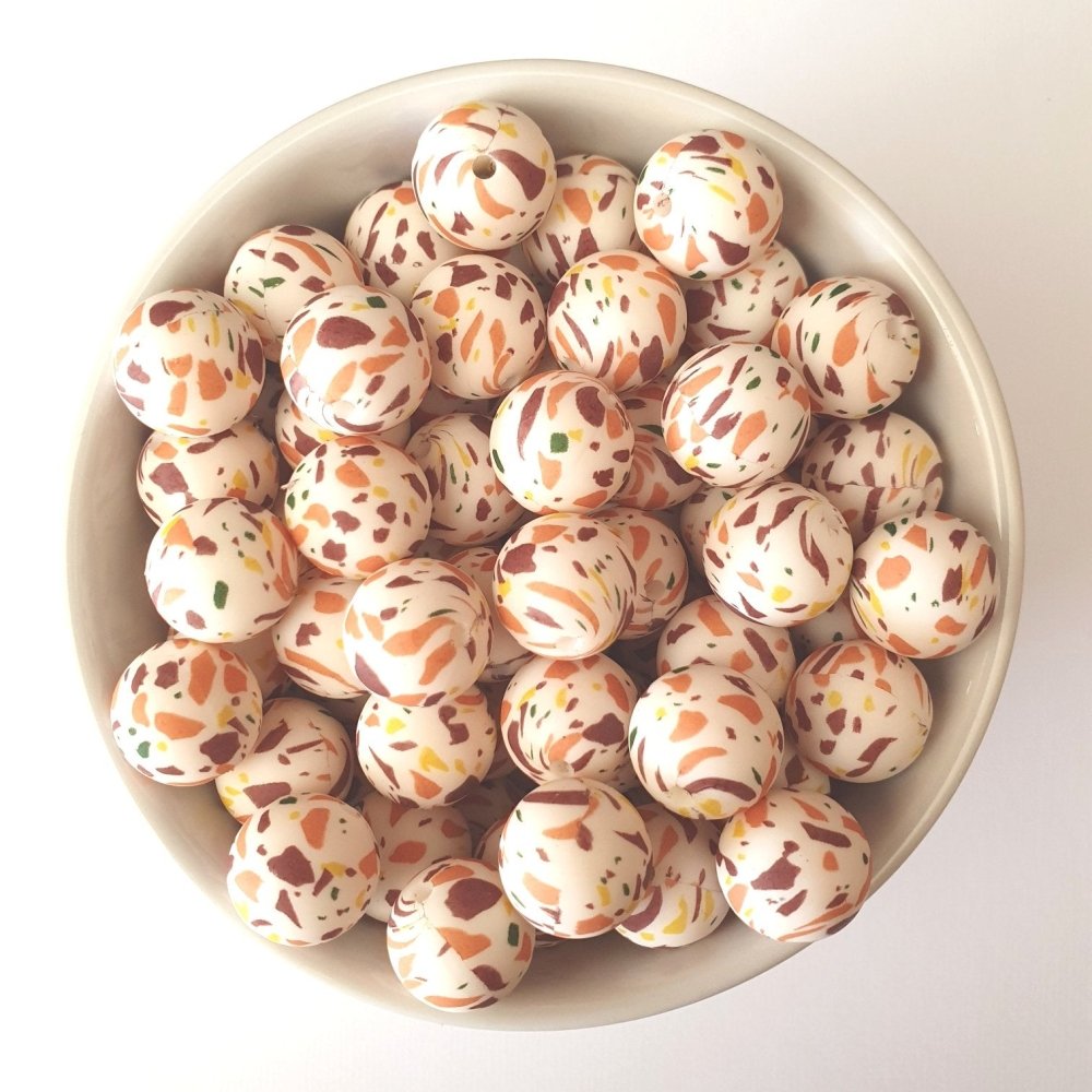 Autumn Terrazzo Print Silicone Beads - Hey Beadly
