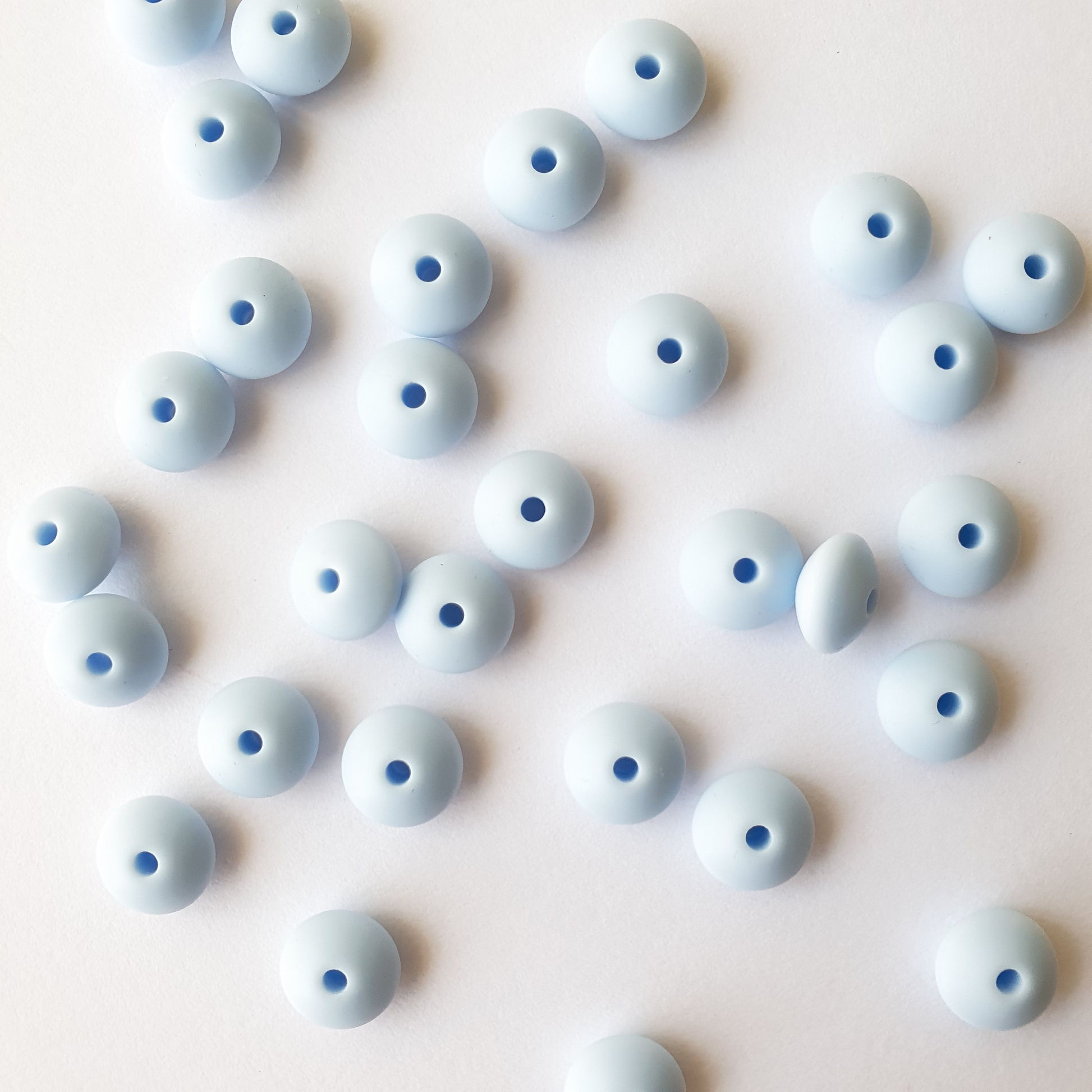 Pastel Blue Silicone Lentil Beads