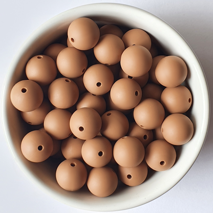 camel silicone beads 15mm