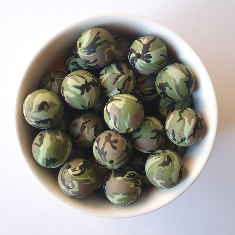 Camo Silicone Print Beads - Hey Beadly