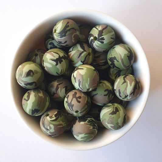 Camo Silicone Print Beads - Hey Beadly