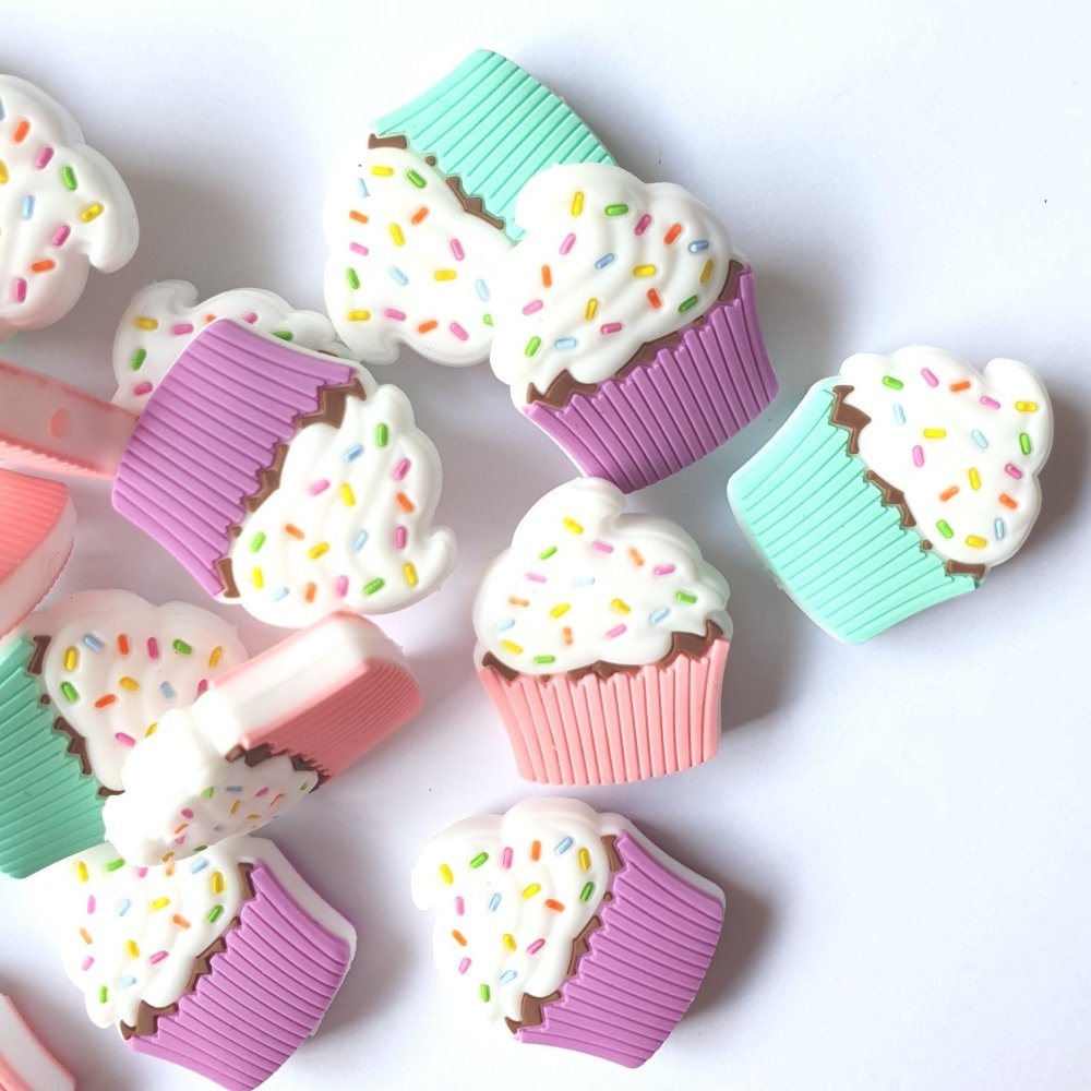 Confetti Cupcake Silicone Beads - Hey Beadly