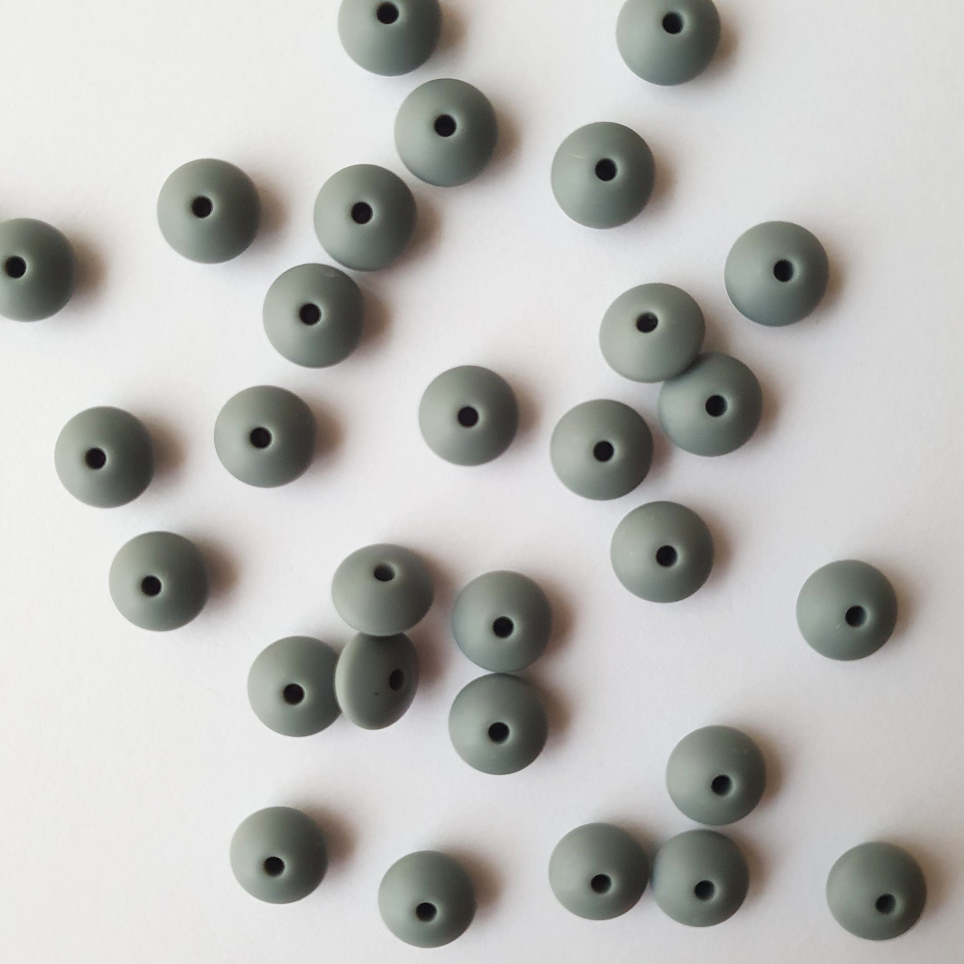 dark grey lentil silicone beads