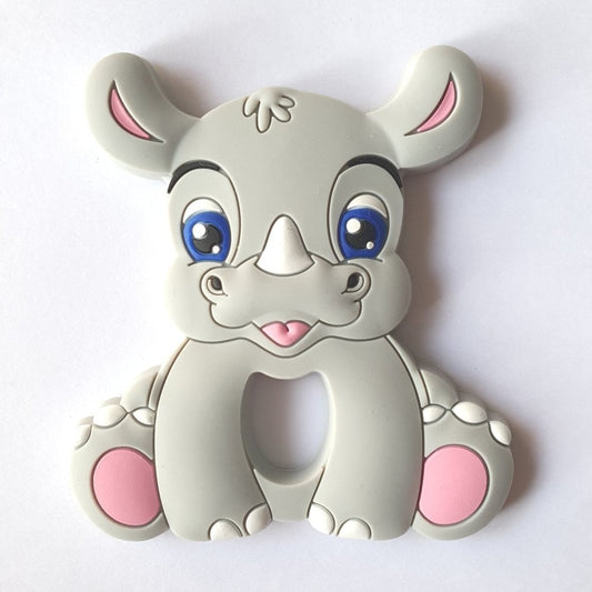 Grey Rhino Silicone Teether - Grey - Hey Beadly