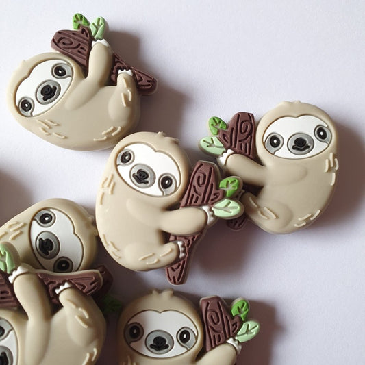 Hanging Sloth Silicone Beads - Hey Beadly