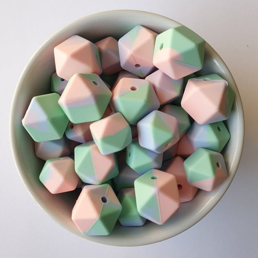 Hexagon Silicone Tie Dye Beads - Hey Beadly