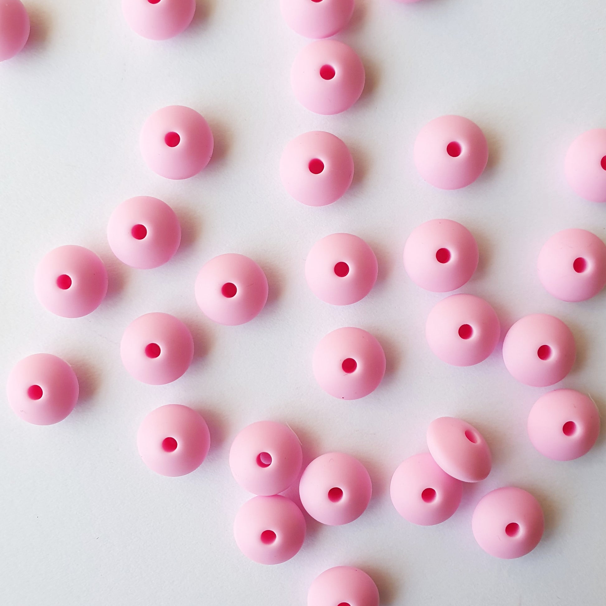 hot pink lentil silicone beads
