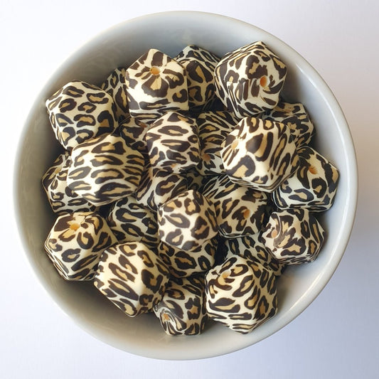 Leopard Print Silicone Hexagon Beads - Hey Beadly