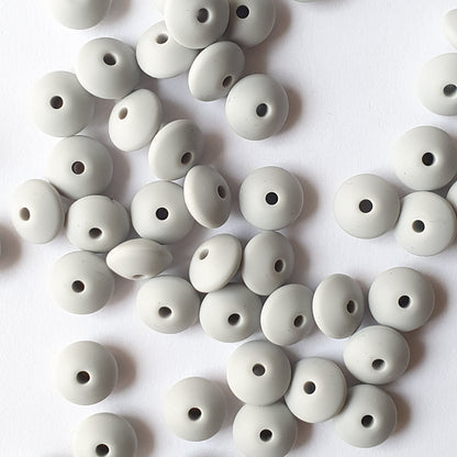 light grey silicone lentil beads - Hey Beadly