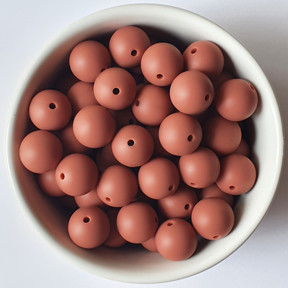 light mahogany silicone beads 15mm