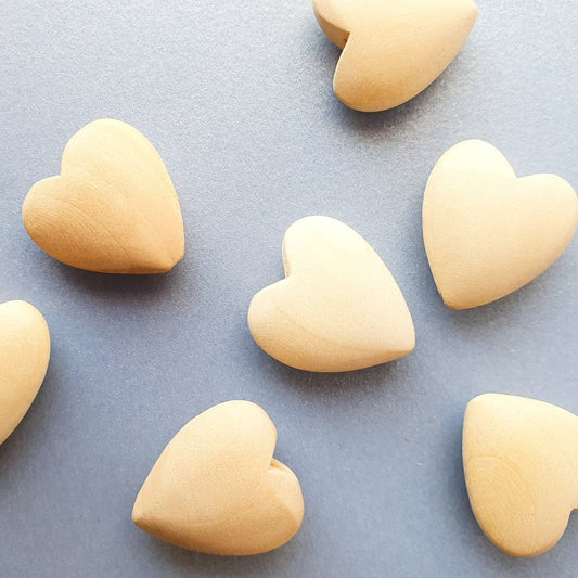 Maple Wood Heart Beads - Hey Beadly