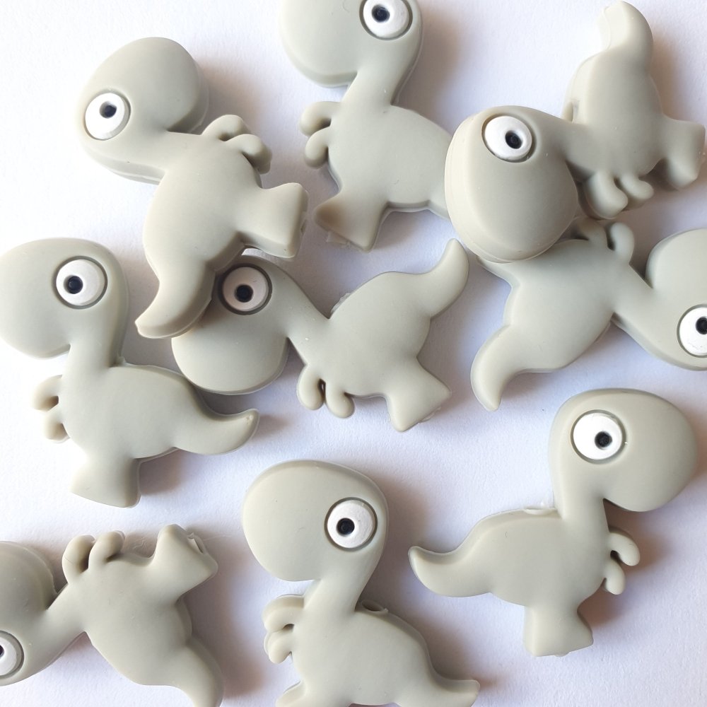 Mini Dinosaur Silicone Beads - Hey Beadly