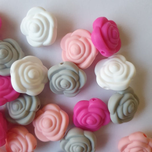 Mini Rose Silicone Beads - Hey Beadly