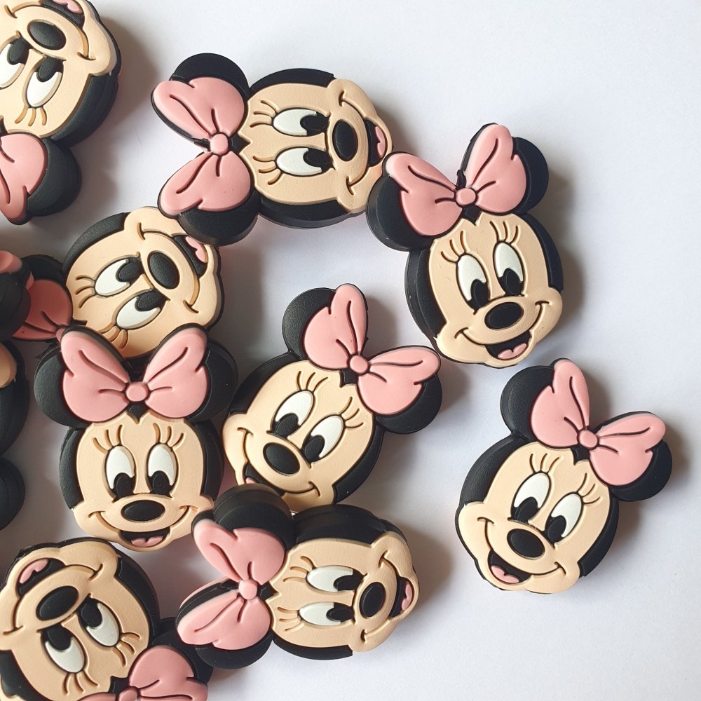 Minnie Mouse Face Silicone Beads - Hey Beadly