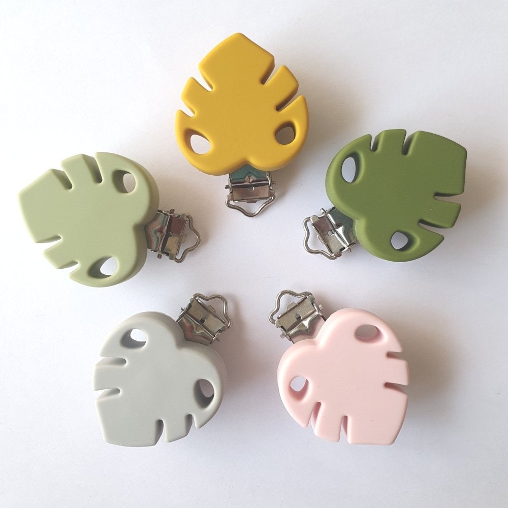 Monstera Leaf Silicone Pacifier Clips - Hey Beadly