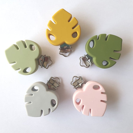 Monstera Leaf Silicone Pacifier Clips - Hey Beadly