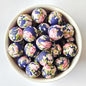 Navy Rose Silicone Print Beads - Hey Beadly