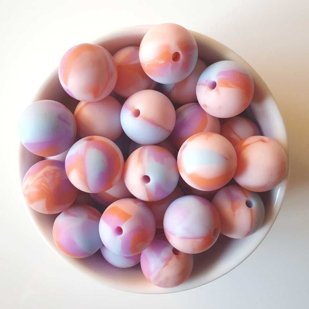 Pastel Pink Marble Silicone Beads - Hey Beadly