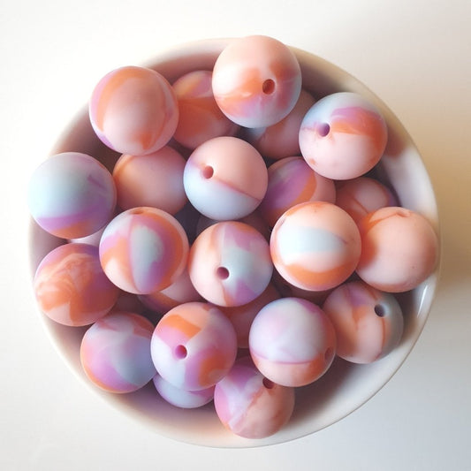 Pastel Pink Marble Silicone Beads - Hey Beadly