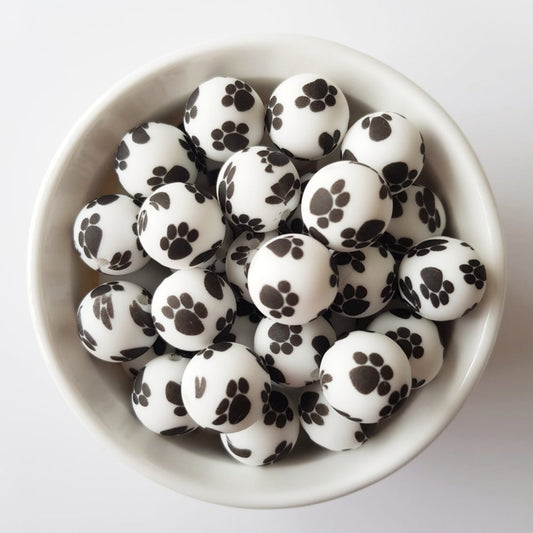 Paw Print Silicone Print Beads - Hey Beadly