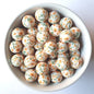 Peach Floral Print Silicone Beads - Hey Beadly