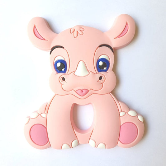 Pink Rhino Silicone Teether - Hey Beadly