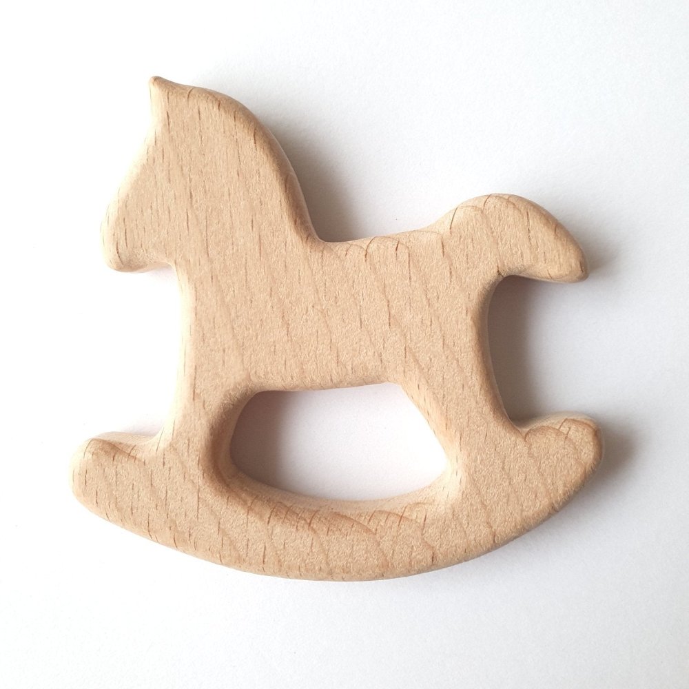 Rocking Horse Beech Wood Teether - Hey Beadly