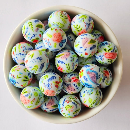 Rose Print Silicone Beads - Hey Beadly