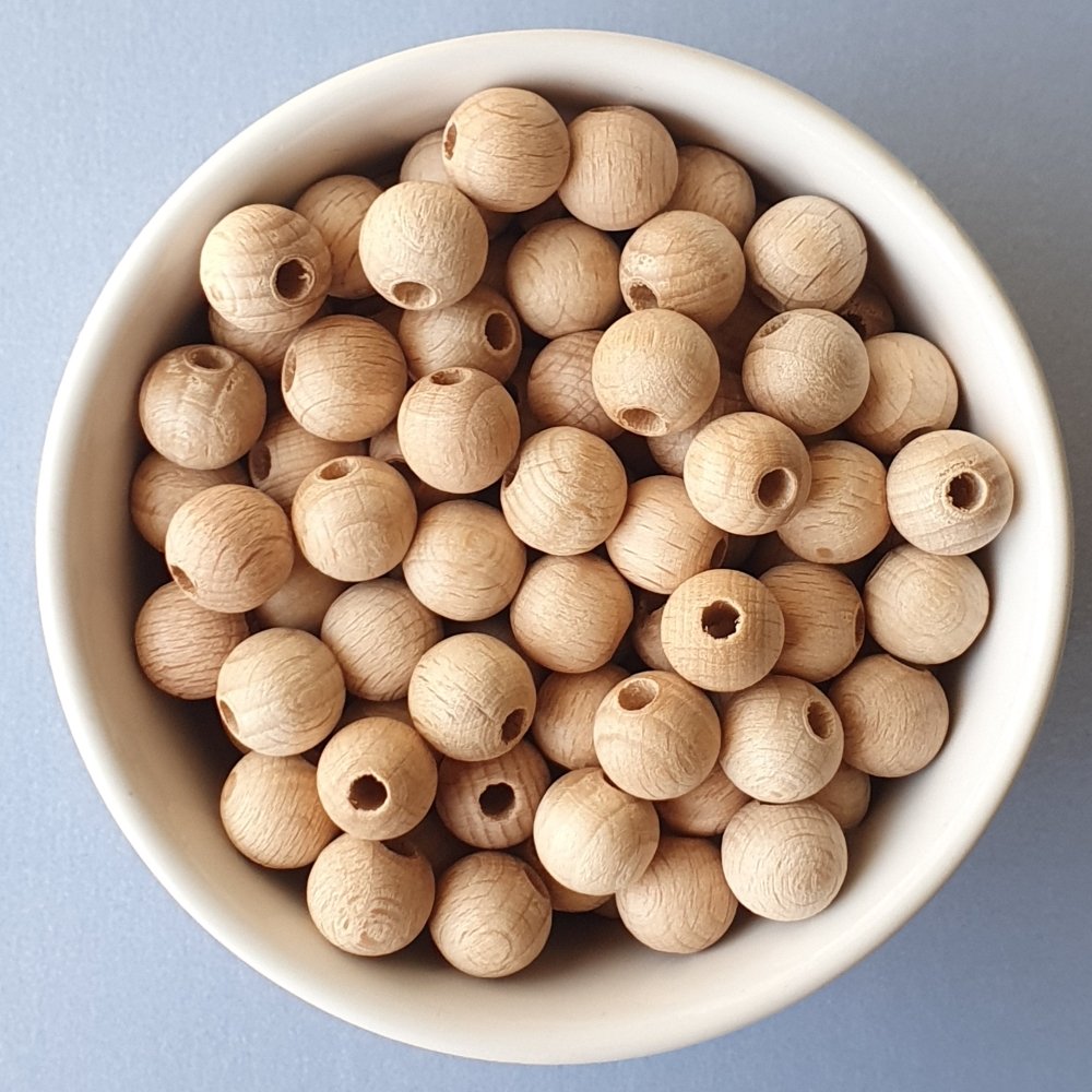 Round Beech Wood Beads - Hey Beadly