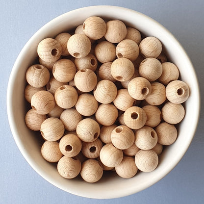 Round Beech Wood Beads - Hey Beadly