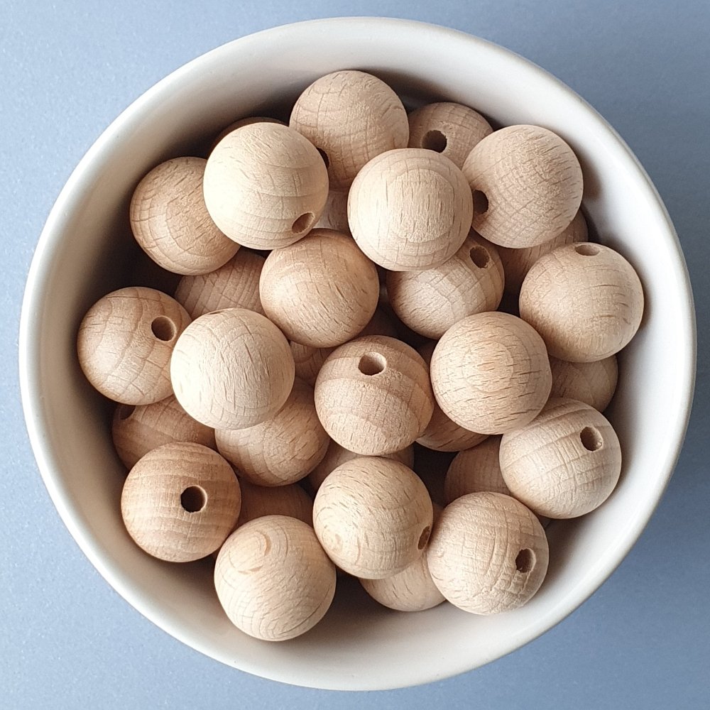 Round Beech Wood Beads - Hey Beadly