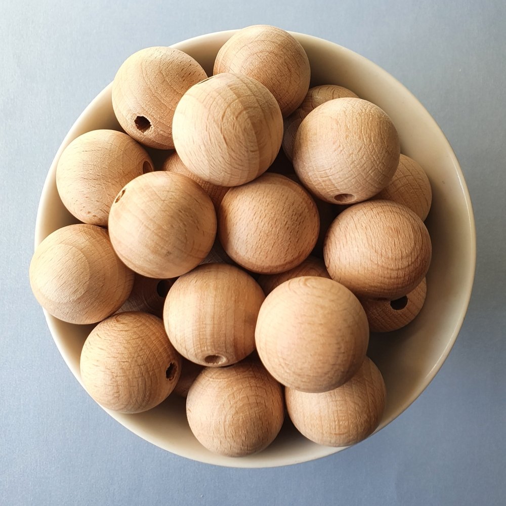Round Beech Wood Beads - Hey Beadly