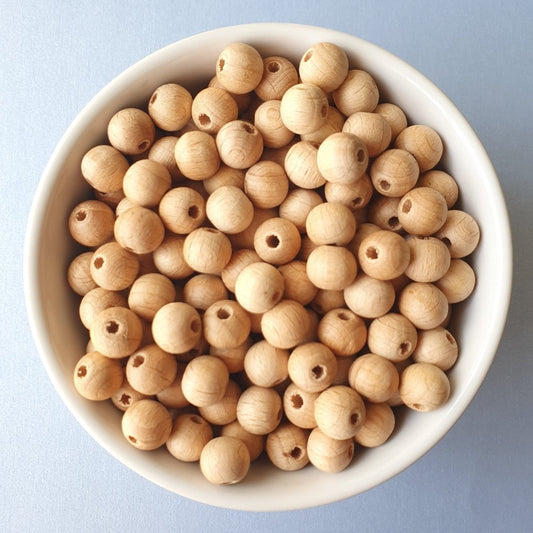 Round Beech Wood Beads - Hey Beadly