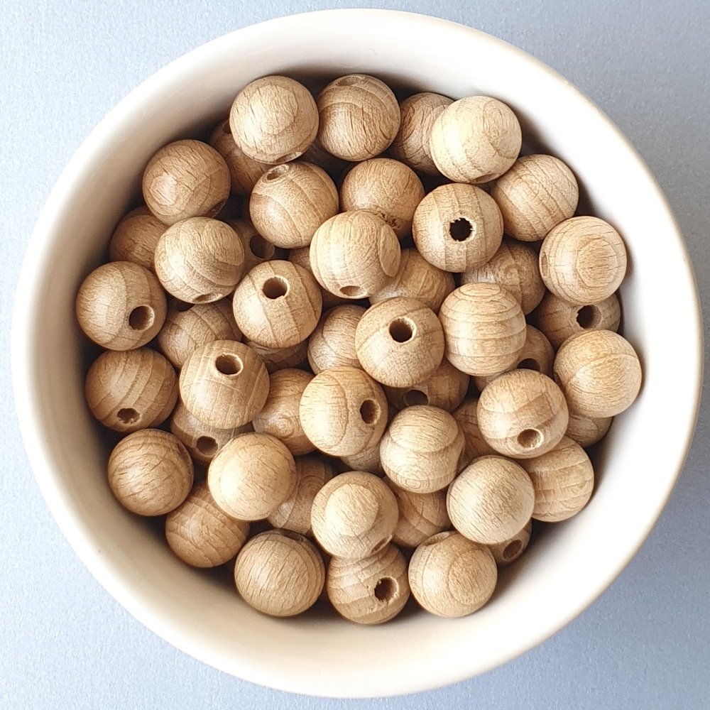 Round Beech Wood Beads - Hey Beadly