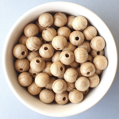 Round Beech Wood Beads - Hey Beadly