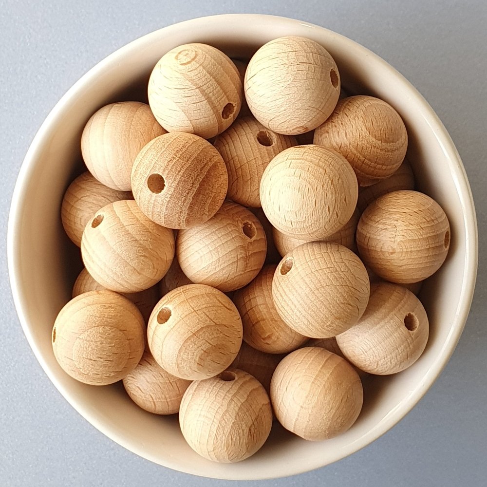 Round Beech Wood Beads - Hey Beadly