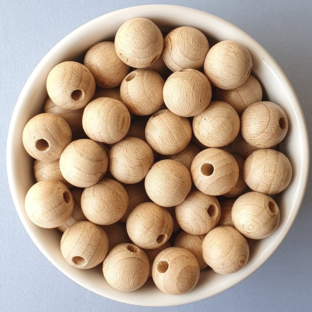 Round Beech Wood Beads - Hey Beadly
