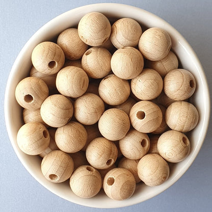 Round Beech Wood Beads - Hey Beadly