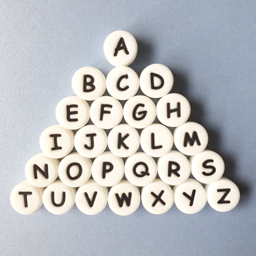 Round Silicone Alphabet Beads - White - Hey Beadly