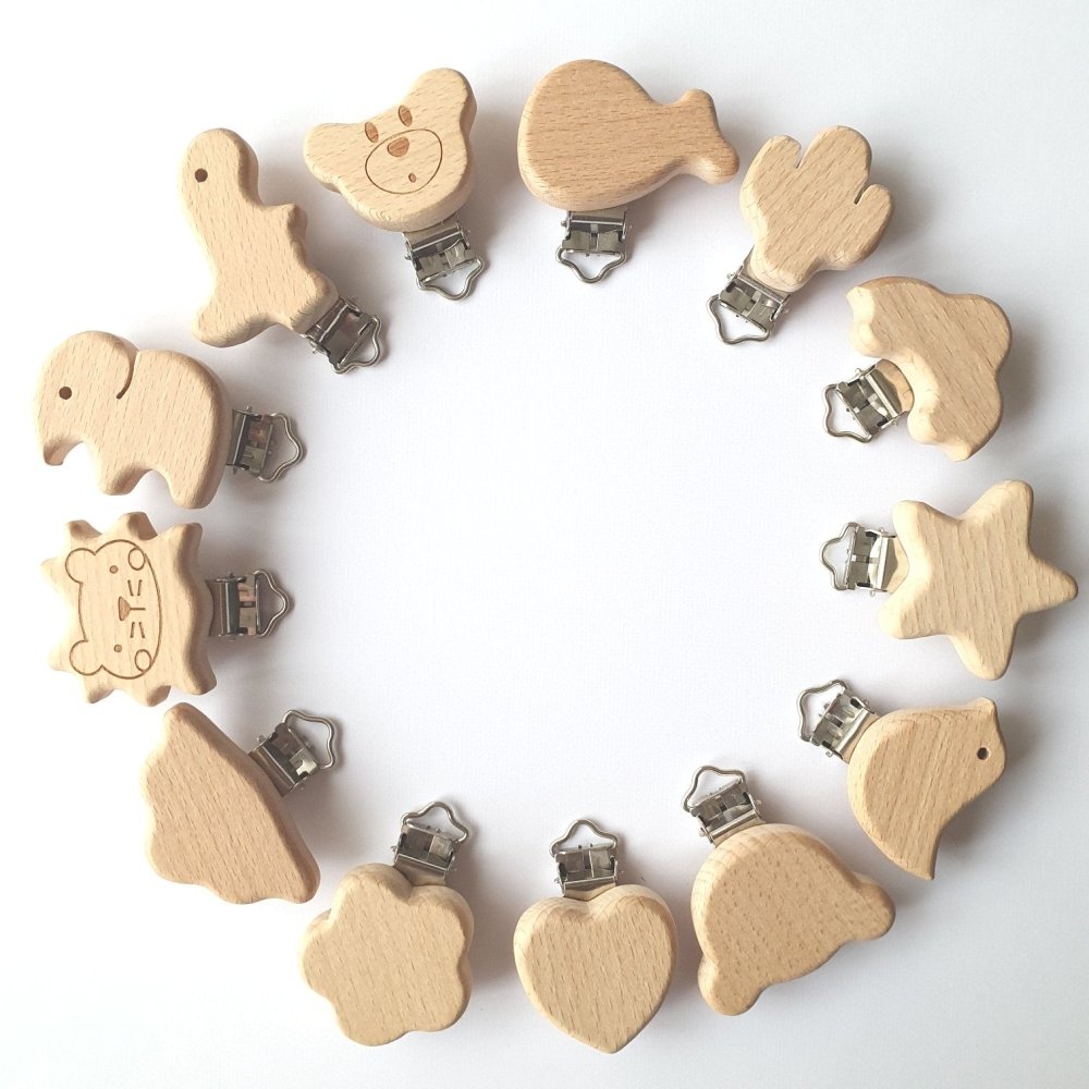 Shaped Beech Wood Clips - Hey Beadly