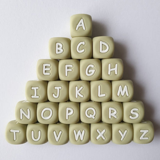 Silicone Alphabet Beads - Sage - Hey Beadly